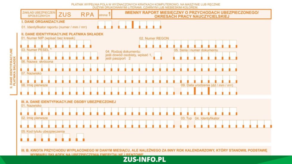 Wniosek ZUS RPA
